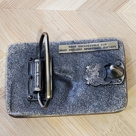 2 Mens Solid Brass Belt Buckles Vintage Made in USA Bass Fishing Delta Air - Picture 5 of 6